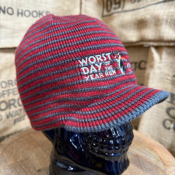 Columbia REI co-op Fleece Beanie Worst Day Of The Year Adult L/XL Cap Red Strip - Picture 3 of 3